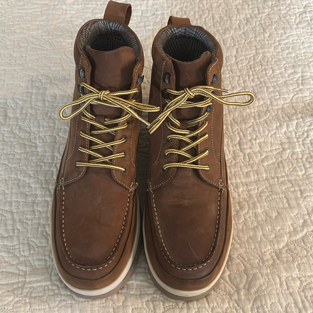 Franco Fortini Brown Leather Boots with Moc-Toe Design